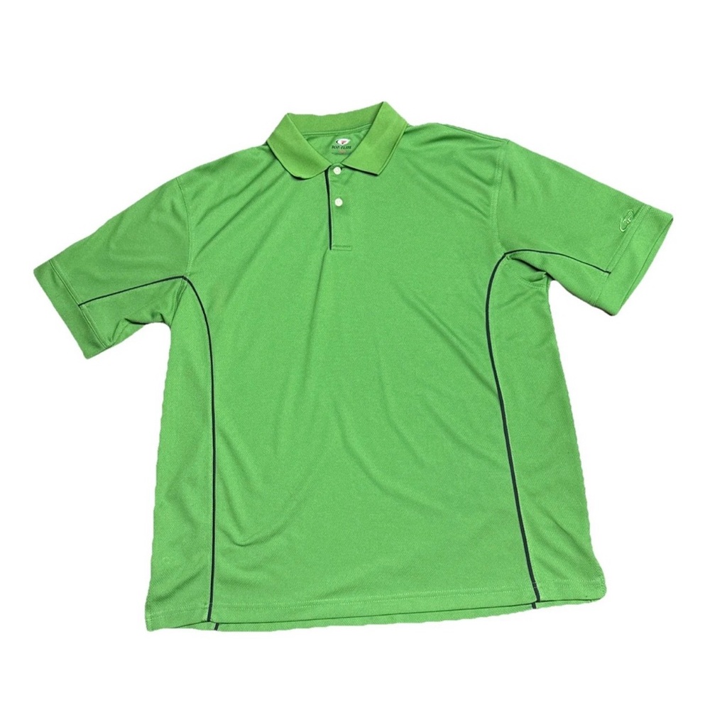 Top Flight Golf Polo Green Navy Stripe XL Preppy Tennis Pickleball Casual Active